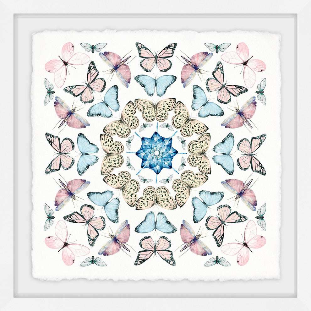 "Kaleidoscope Butterflies" Framed Painting Print, 24"x24"