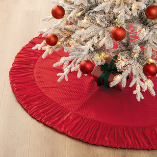 72"D Velvet Ruffled Christmas Tree Skirt