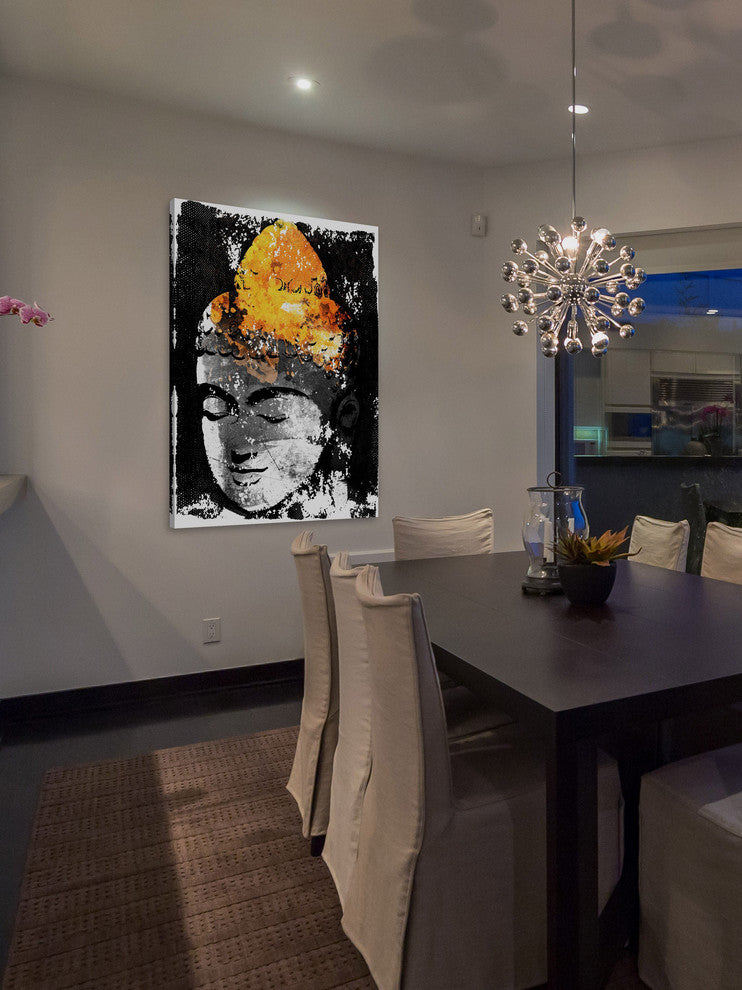 Marmont Hill, "Buddha Black Gold" by Rick Martin Print on Wrapped Canvas, 16x24