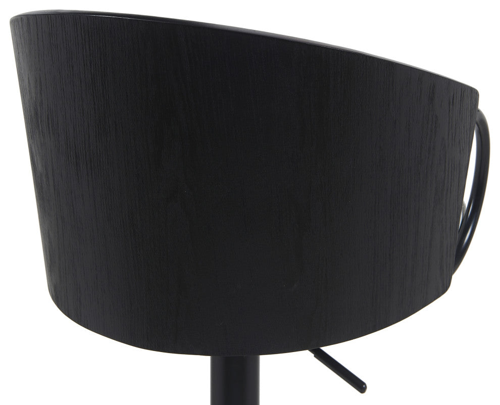 Montego Adjustable Barstool, Black With Snow White Faux Leather