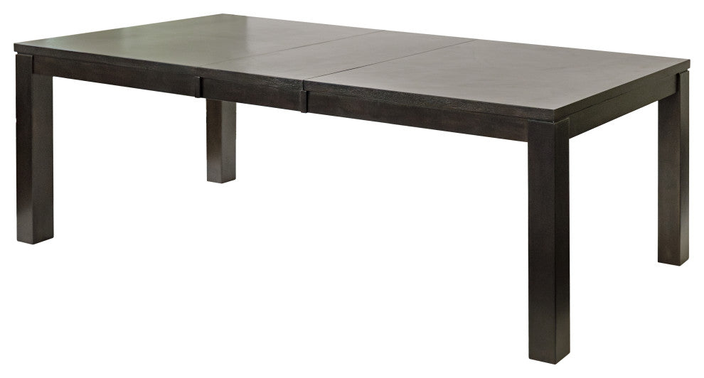 Modern Wood Rectangular Extension Kitchen Dining Table and 8-Chairs, Black