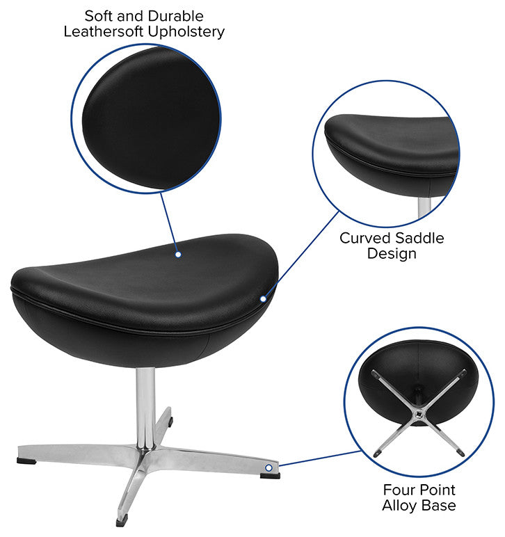 Black LeatherSoft Swivel Wing Chair and Ottoman Set