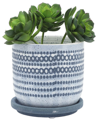 Ceramic 5" Planter With Saucer, Blue