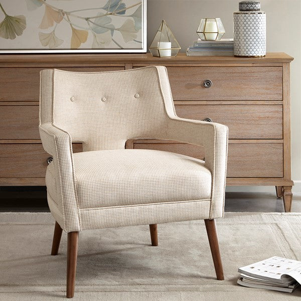 Madison Park Palmer Open Arm Chic Arm Chair, Cream
