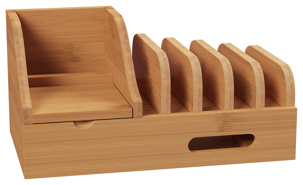 Lavish Home Bamboo Charging Dock and Cord Management Station