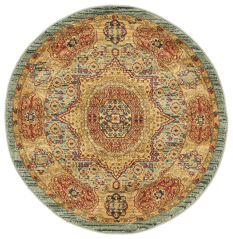 Unique Loom Light Blue Hamilton Palace 3' 3 x 3' 3 Round Rug