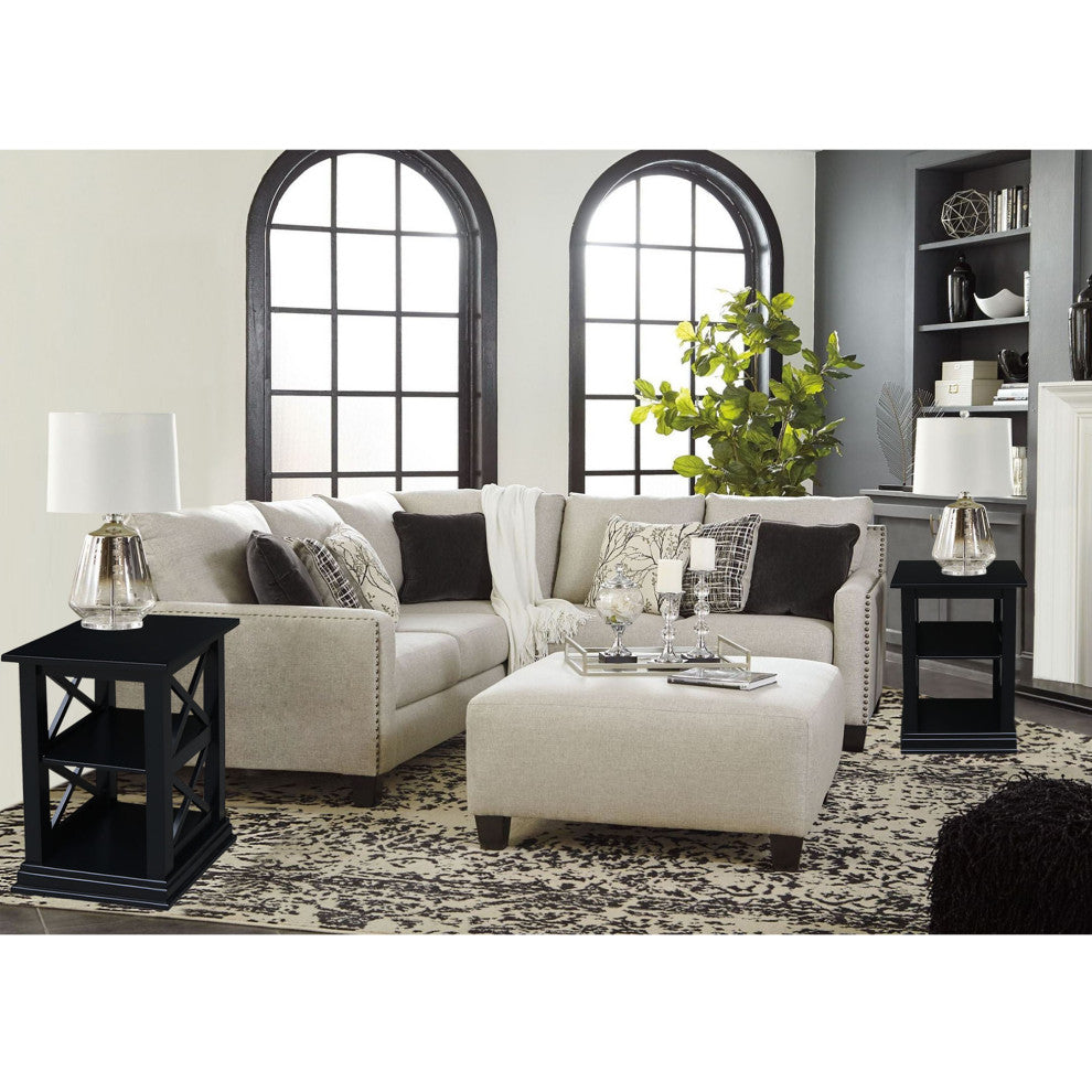 Hampton Accent Table With Shelves, Black
