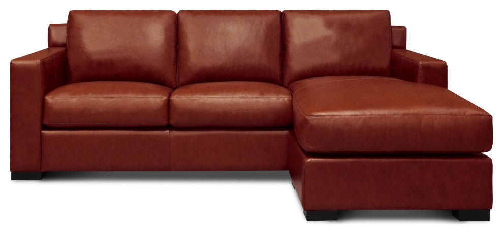 Santiago 100% Top Grain Leather Mid-century Modular Sectional With Chaise