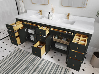 Sonoma 84" Double Sink Bath Vanity in Black Top, 2" Viola Gold