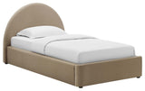 Resort Performance Velvet Arched Round Twin Platform Bed, Taupe