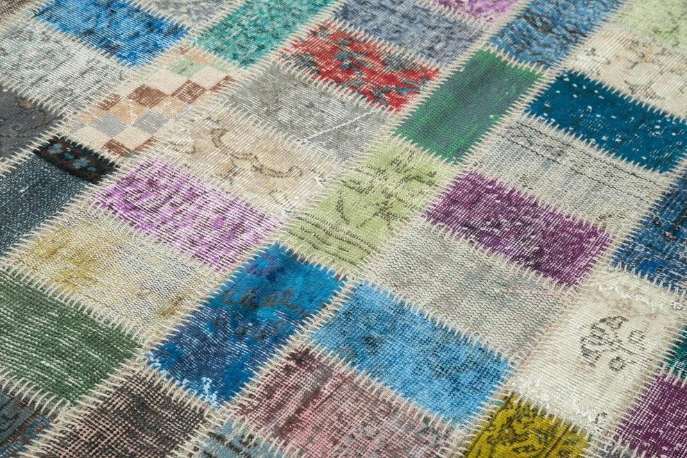 Rug N Carpet - Handwoven Anatolian 5' 7" x 7' 9" Vintage Patchwork Area Rug