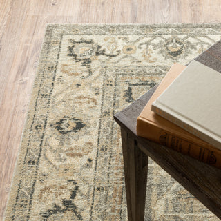 Fleming Vintage Medallion Beige and  Grey Area Rug, 7'10"x10'10"