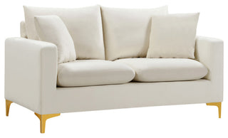 Naomi Velvet Upholstered Loveseat, Cream