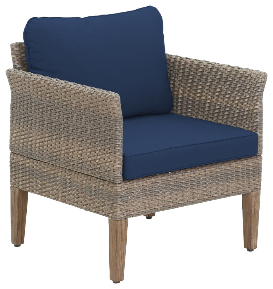 Isla 3-Piece Outdoor Conversation Set With Club Chairs, End Table, Cobalt Blue