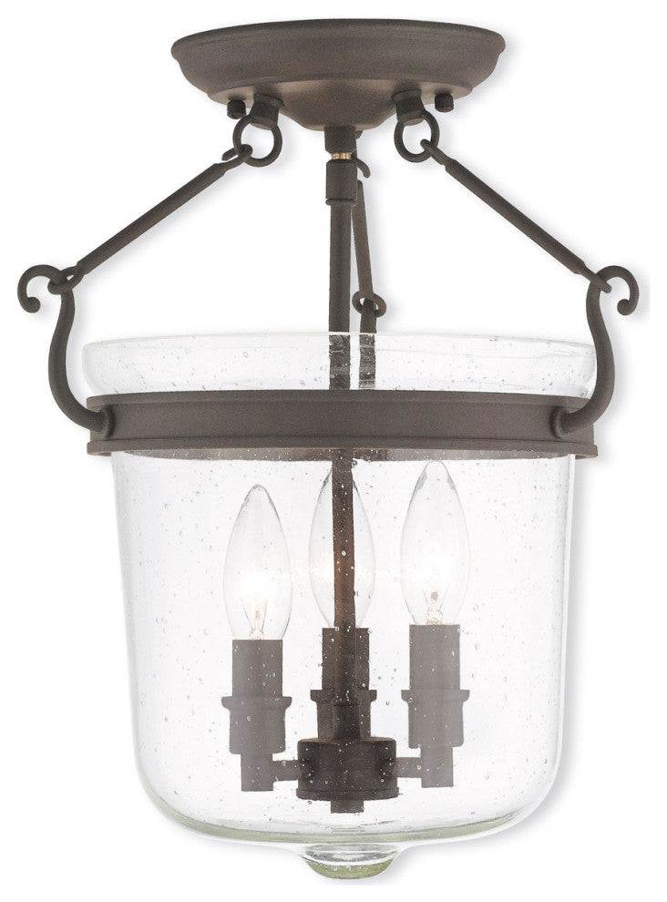 Livex 50493-07 3-Light Bronze Ceiling Mount, Bronze