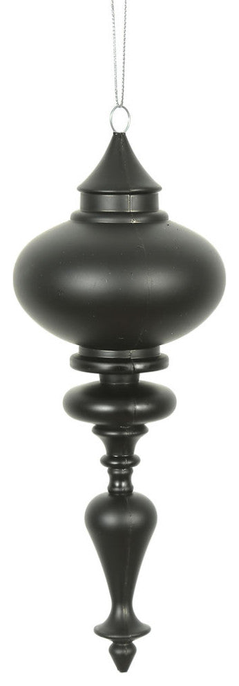 Vickerman N175017D 8" Black Matte Finial Ornament, Pack of 3
