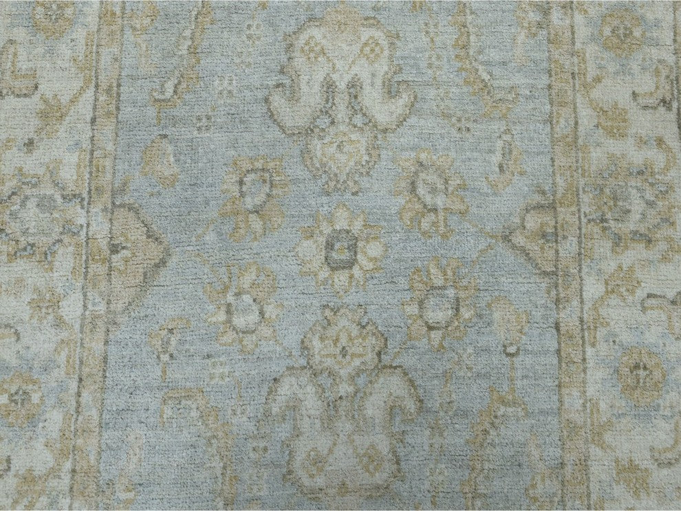 White Wash Peshawar Pure Wool Hand-Knotted Runner Oriental Rug, 2'7" x 9'9"