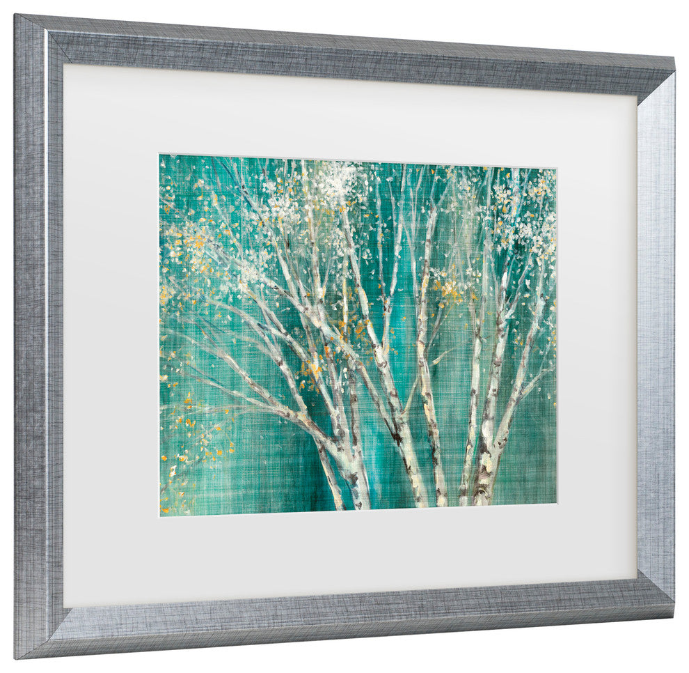 Julia Purinton 'Blue Birch' Matted Framed Art