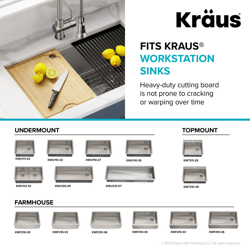 16.75" x 12" Solid Bamboo Cutting Board for Kitchen Workstation