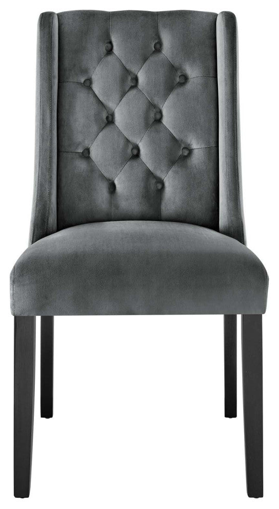 Side Dining Chair, Set of 2, Gray, Velvet, Modern, Cafe Bistro Hospitality