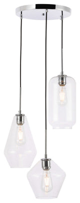 Elegant Lighting LD2268 Gene 3 Light 17"W Multi Light Pendant - Chrome
