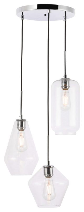 Elegant Lighting LD2268 Gene 3 Light 17"W Multi Light Pendant - Chrome