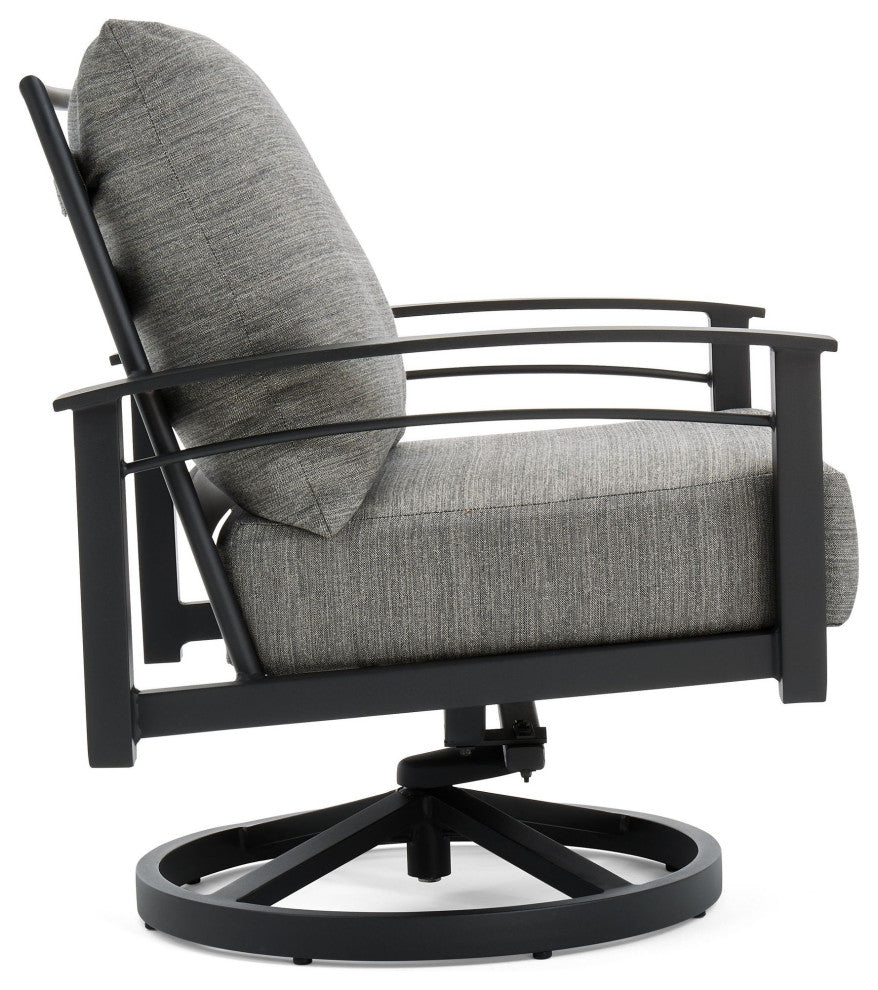 Stanford Cushion Swivel Rocker Lounge Chair, Textured Pewter