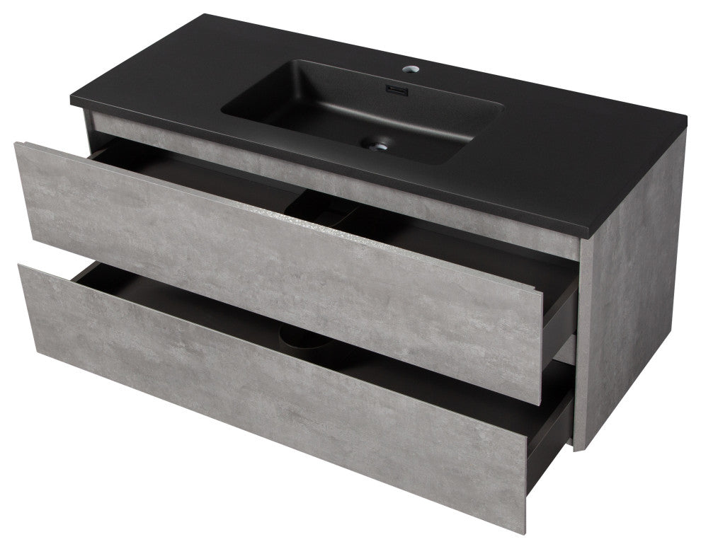 Bridgeport Wall Mounted Vanity Set With Cabinet and Integrated Basin, 48"