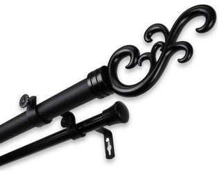 Naureen 1" Double Curtain Rod, Black, 66-120"