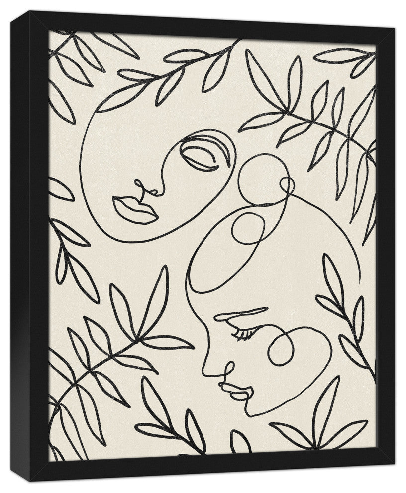 Botanical Faces 16"x20" Black Framed Canvas