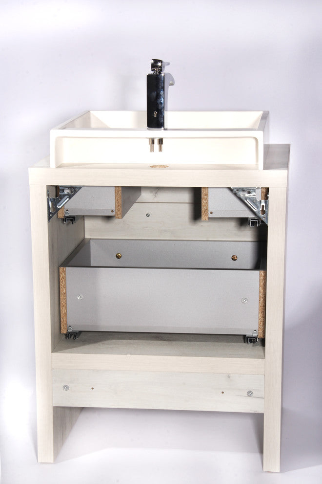 Montreal Oak Bathroom Vanity, White Natural Oak, 32", With Sink