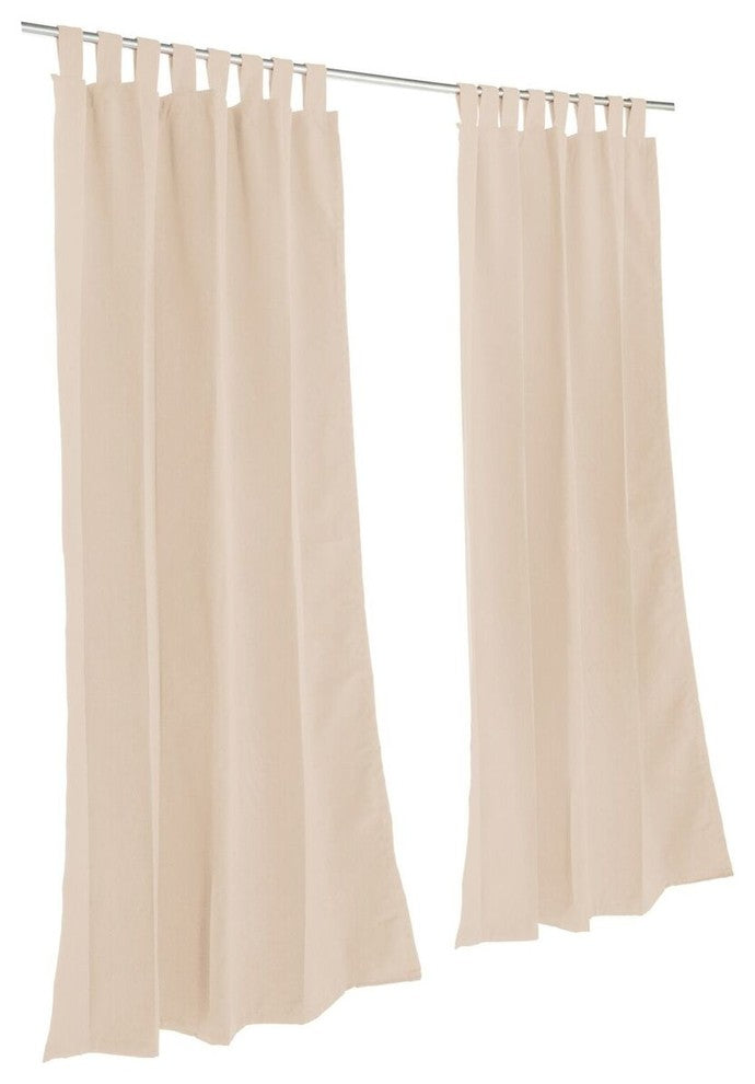 Canvas Antique Beige Sunbrella Outdoor Single-Panel Curtain With Tabs, 84"x50"