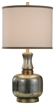 Eirian Table Lamp Antique Silver and Copper Body Finish White Shade