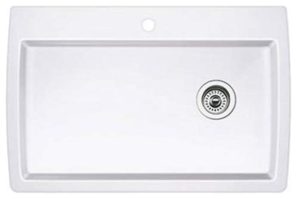 33.5"x22" Siligranit Ii Single Basin Kitchen Sink, White