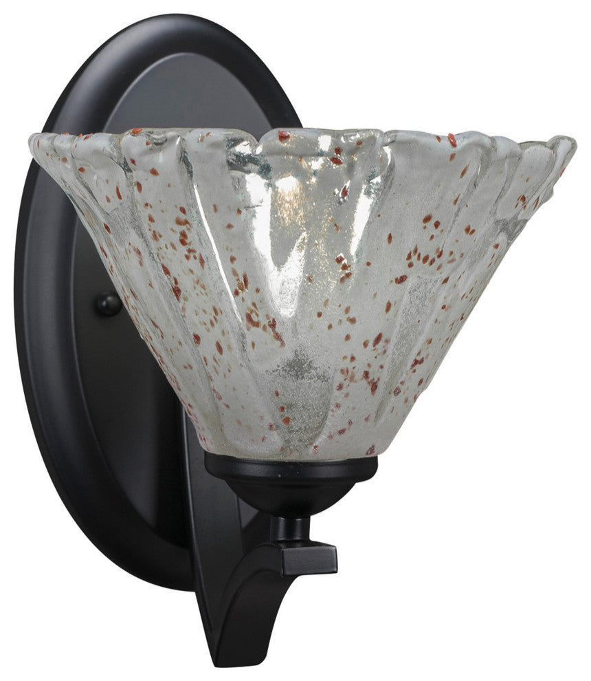 Zilo Wall Sconce, Matte Black, 7" Italian Ice Glass