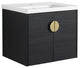 24" Plywood Wall Mounted Bath Vanity Set, Black, Ceramic Basin