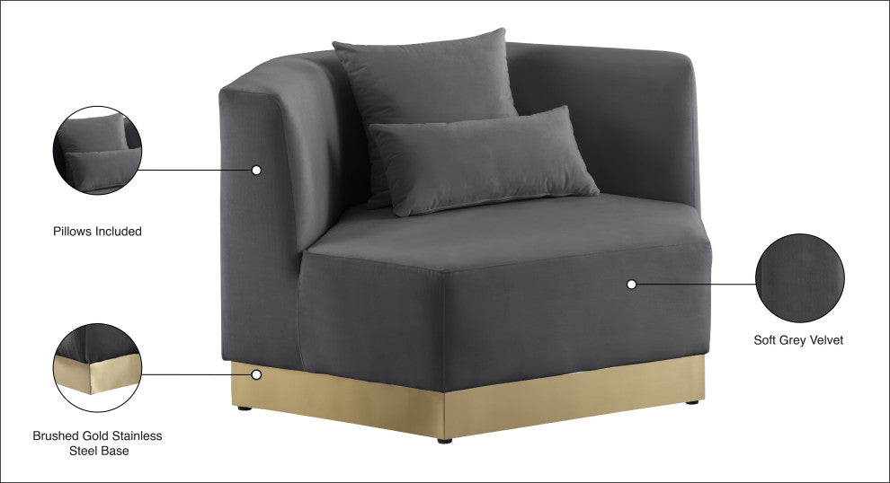 Marquis Velvet Upholstered Set, Gray, Chair