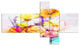 Yellow Pink Gerbera and Rose Bouquet, Large Floral Wall Art, 60"x32", 5 panels