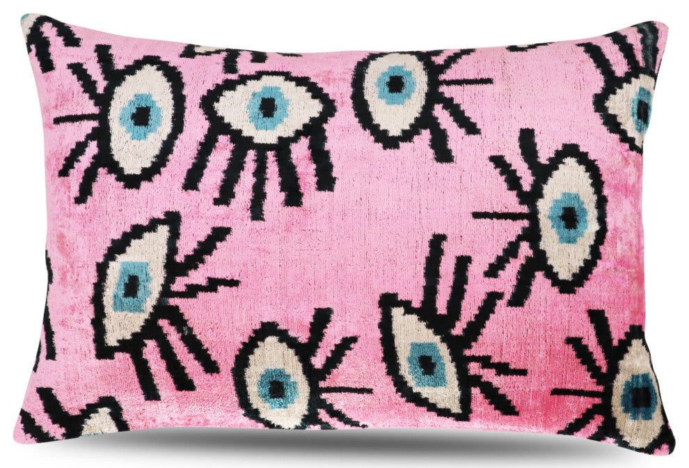 Canvello Pink Evil Eye Pillow for Couch, 16"x24"