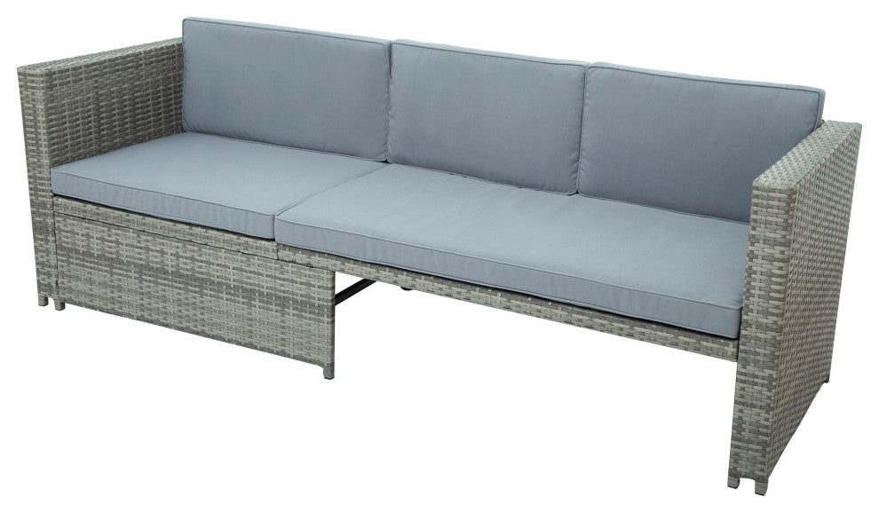 4 Pieces Outdoor Rattan Patio Sectional Sofa Set With Retractable Table