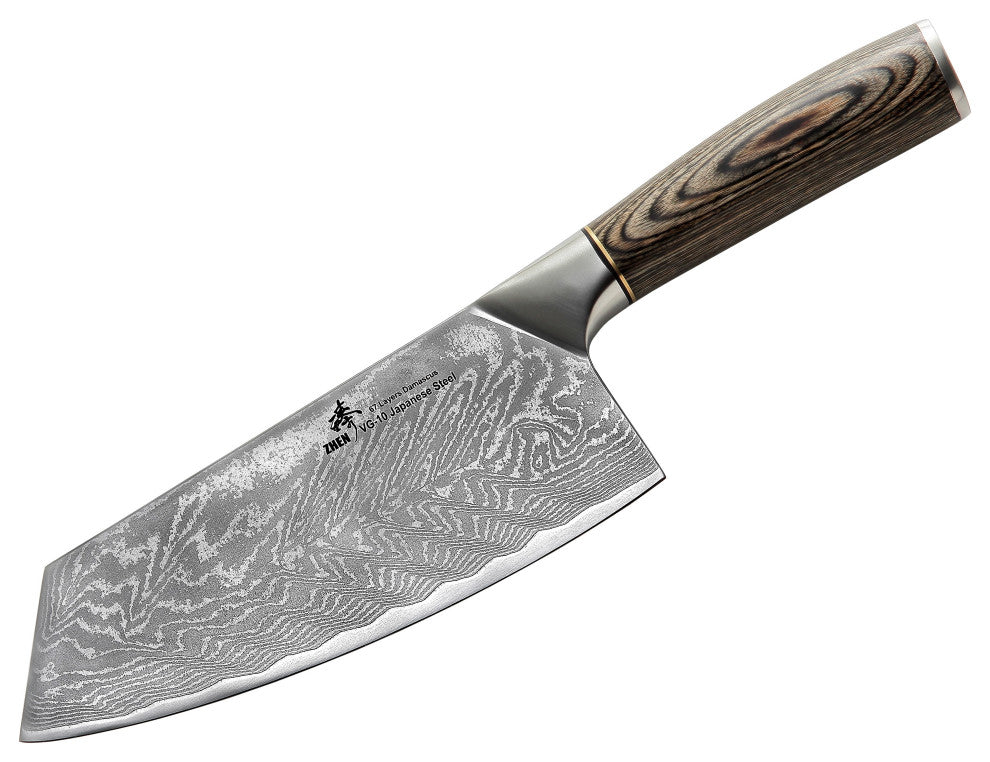 Zhen Japanese 67 Layer Damascus Vegetable Chopping Knife, 7"