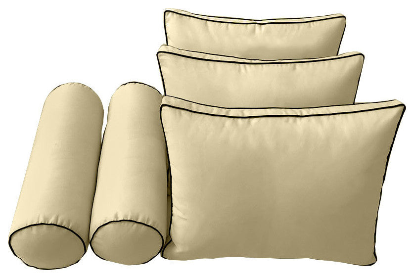 S3 Crib Size 6PC ContrastPipe Daybed Mattress Cushion Bolster Complete Set AD103