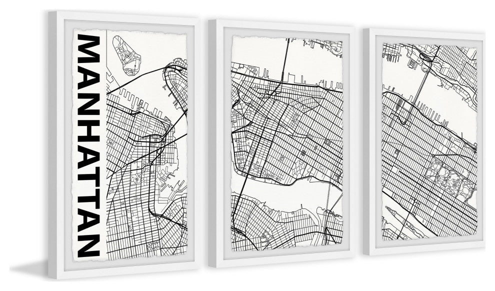 Manhattan Outline Triptych, 36x18