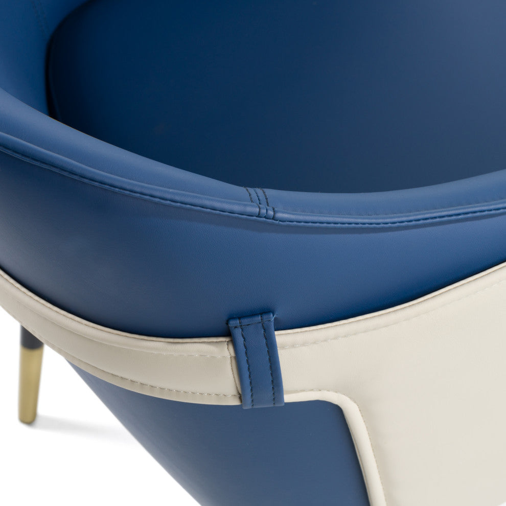 Modrest Calderon Blue and Beige Bonded Leather Dining Chair