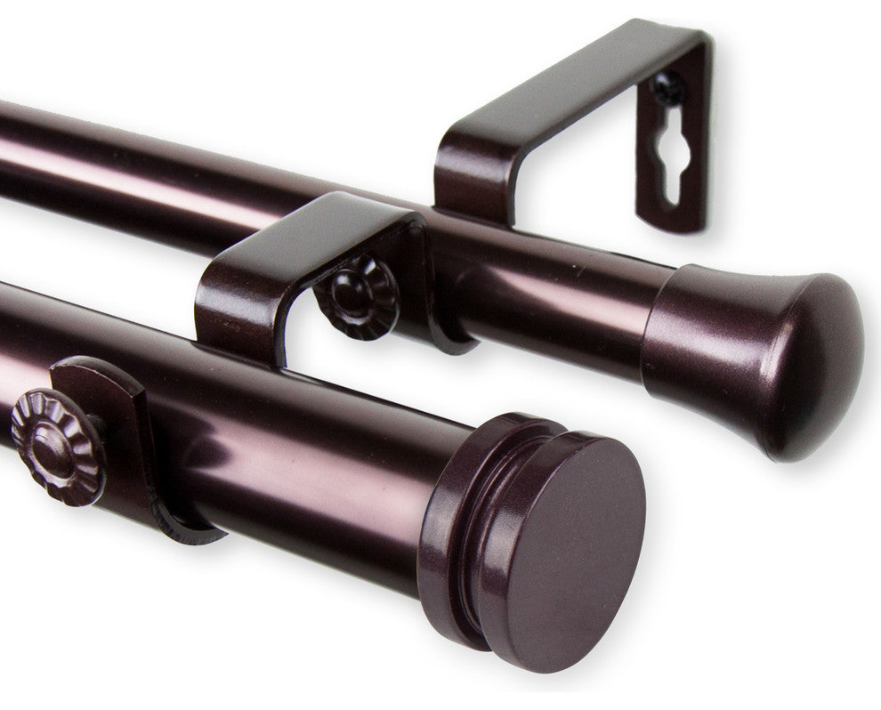 Lid 1" Double Curtain Rod, Black, Bronze, 28"-48"
