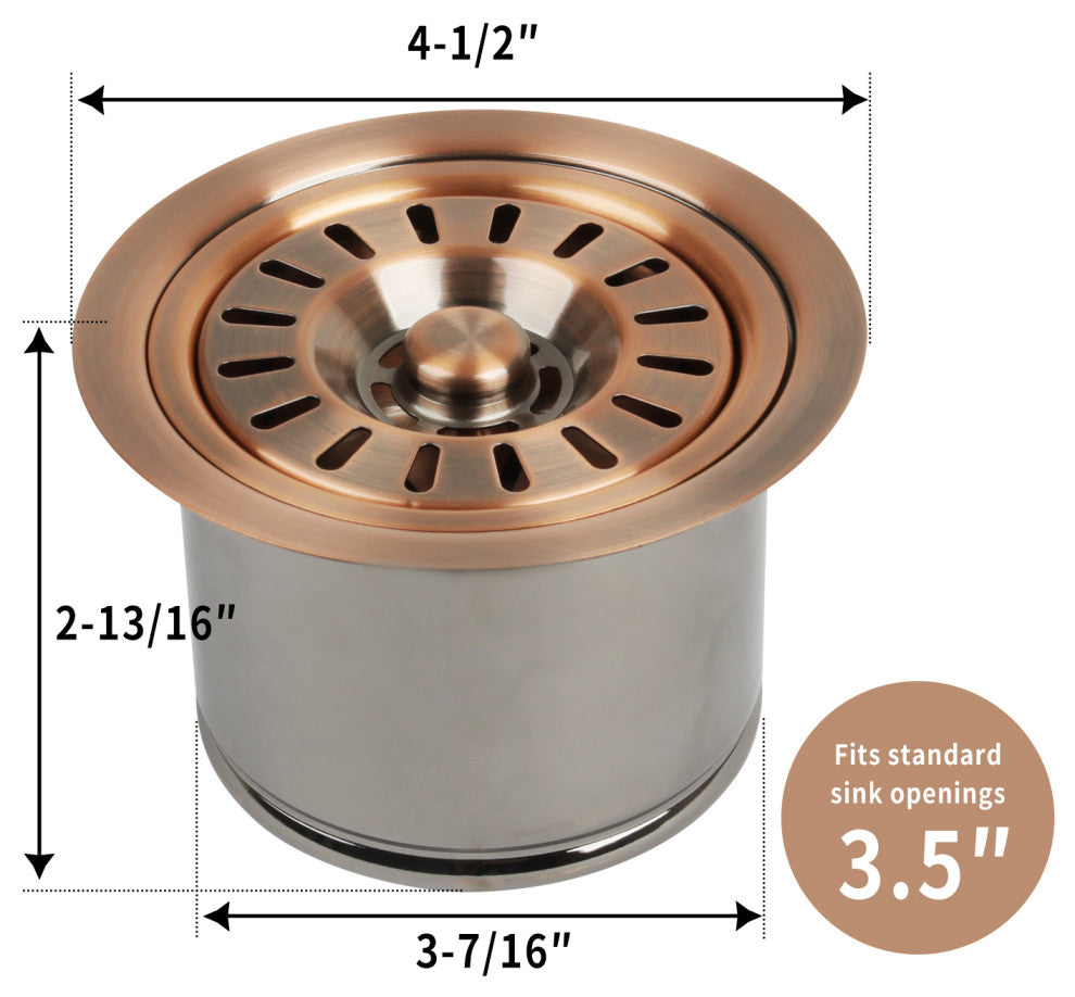 Copper Kitchen Sink Garbage Disposal Flange Stopper, Copper