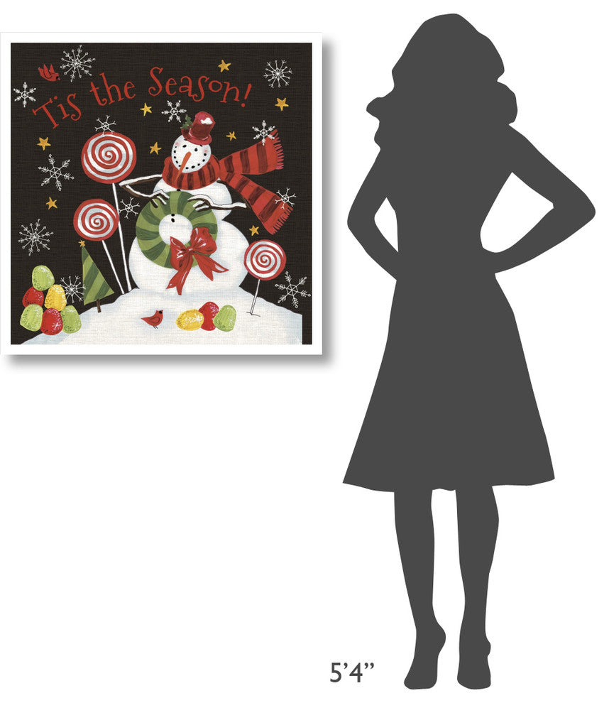 "Sweet Snowmen III Black" Digital Paper Print by Anne Tavoletti, 32"x32"