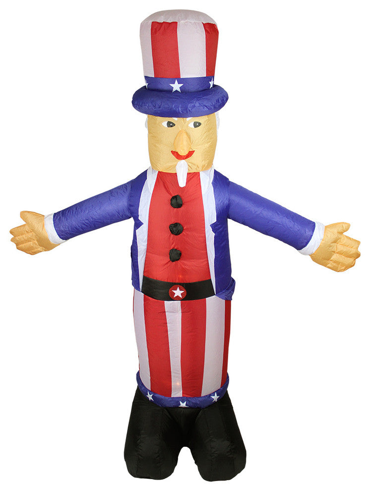 Inflatable Lighted Standing Uncle Sam Yard Art Decoration, 6'