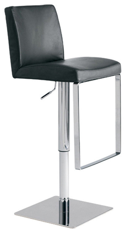 Matteo Adjustable Bar Stool, Modern Contemporary Barstool, Black Leather