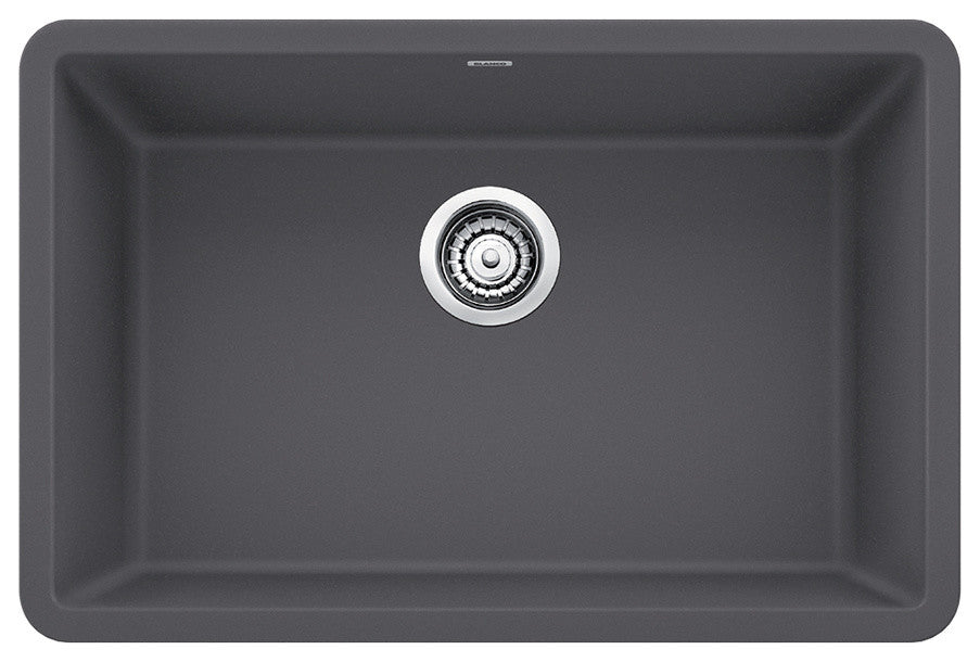 Blanco Precis Silgranit 27" Single Bowl Kitchen Sink, Cinder